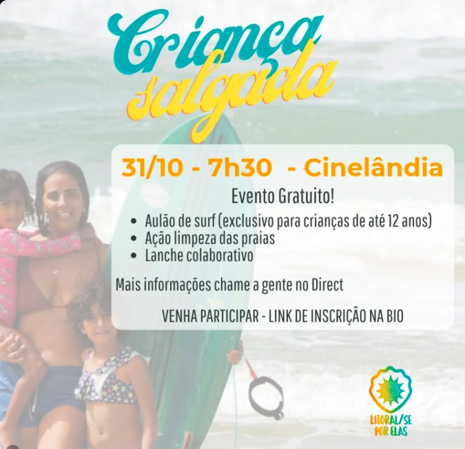 Cartaz Criança Salgada: 31 de outubro, 7h30, Cinelândia, evento gratuito